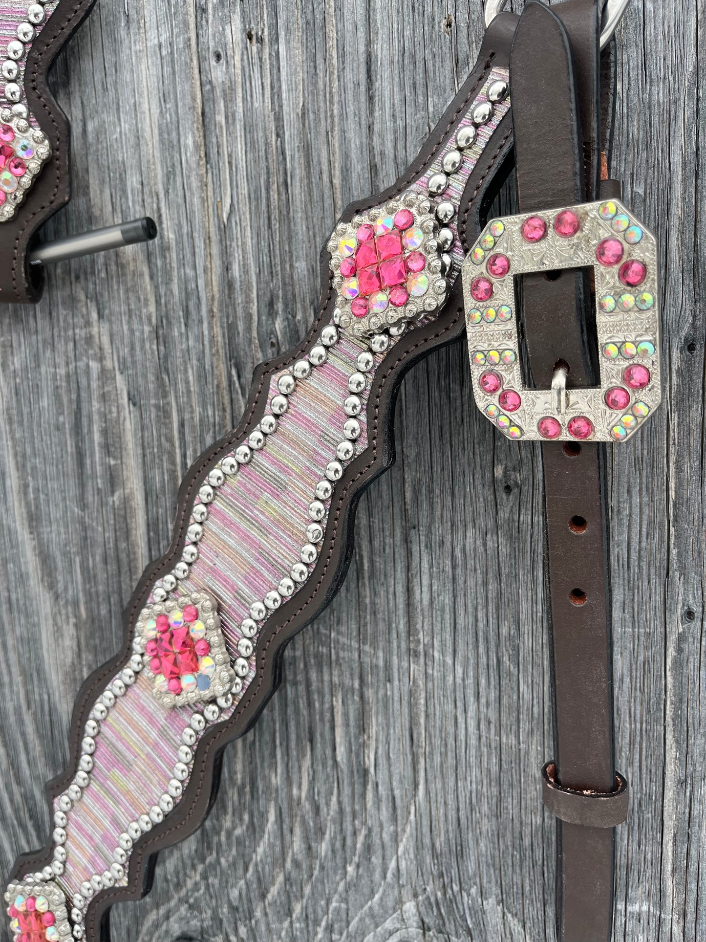 Pink one ear concho tack set