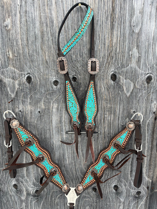 Teal one ear with tassels