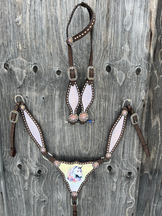 Unicorn gladiator one ear tack set
