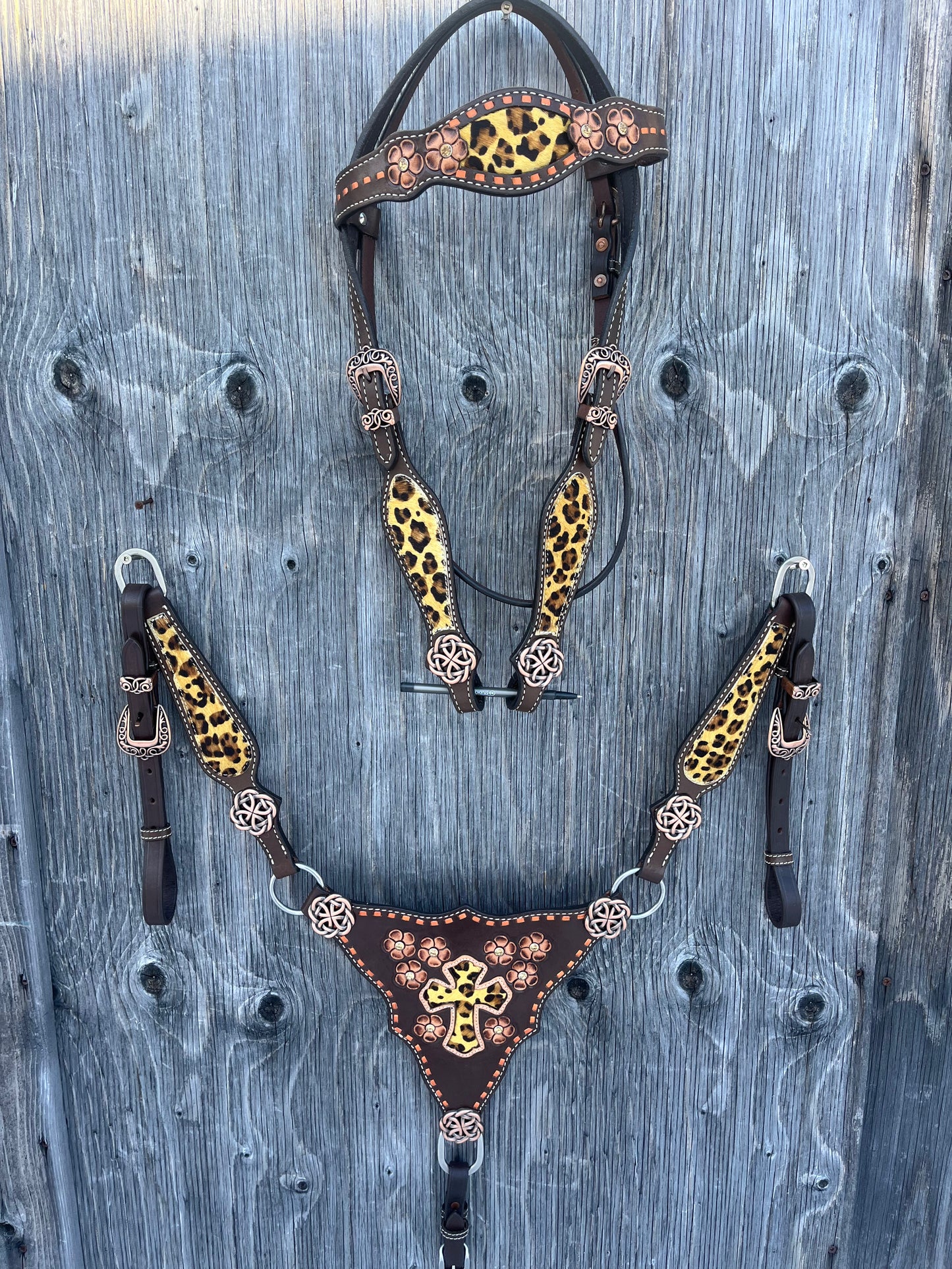 Cheetah cross brow band gladiator tack set