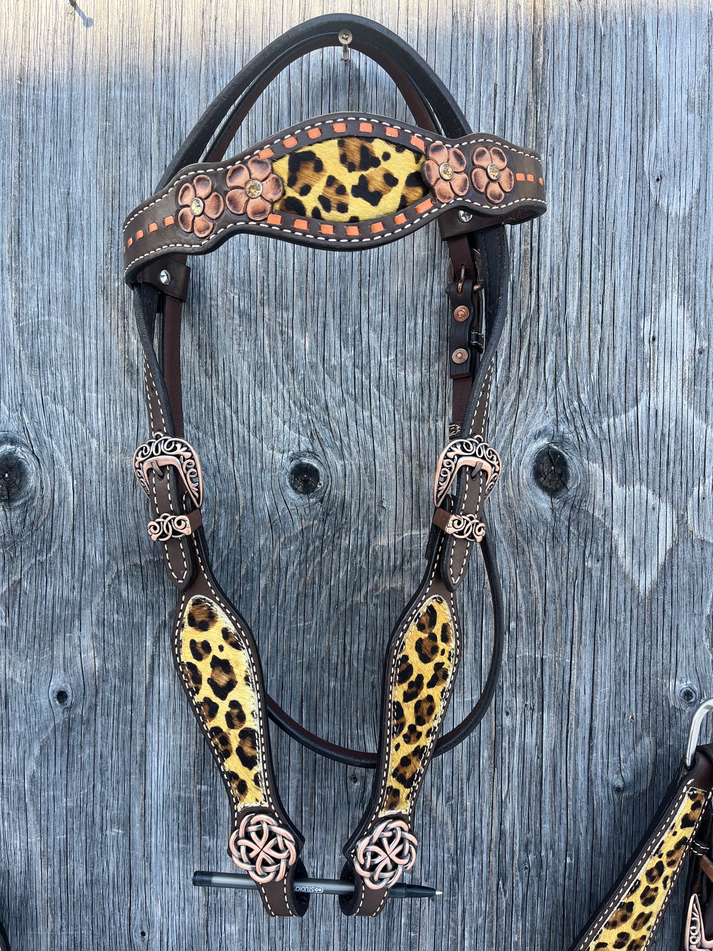 Cheetah cross brow band gladiator tack set