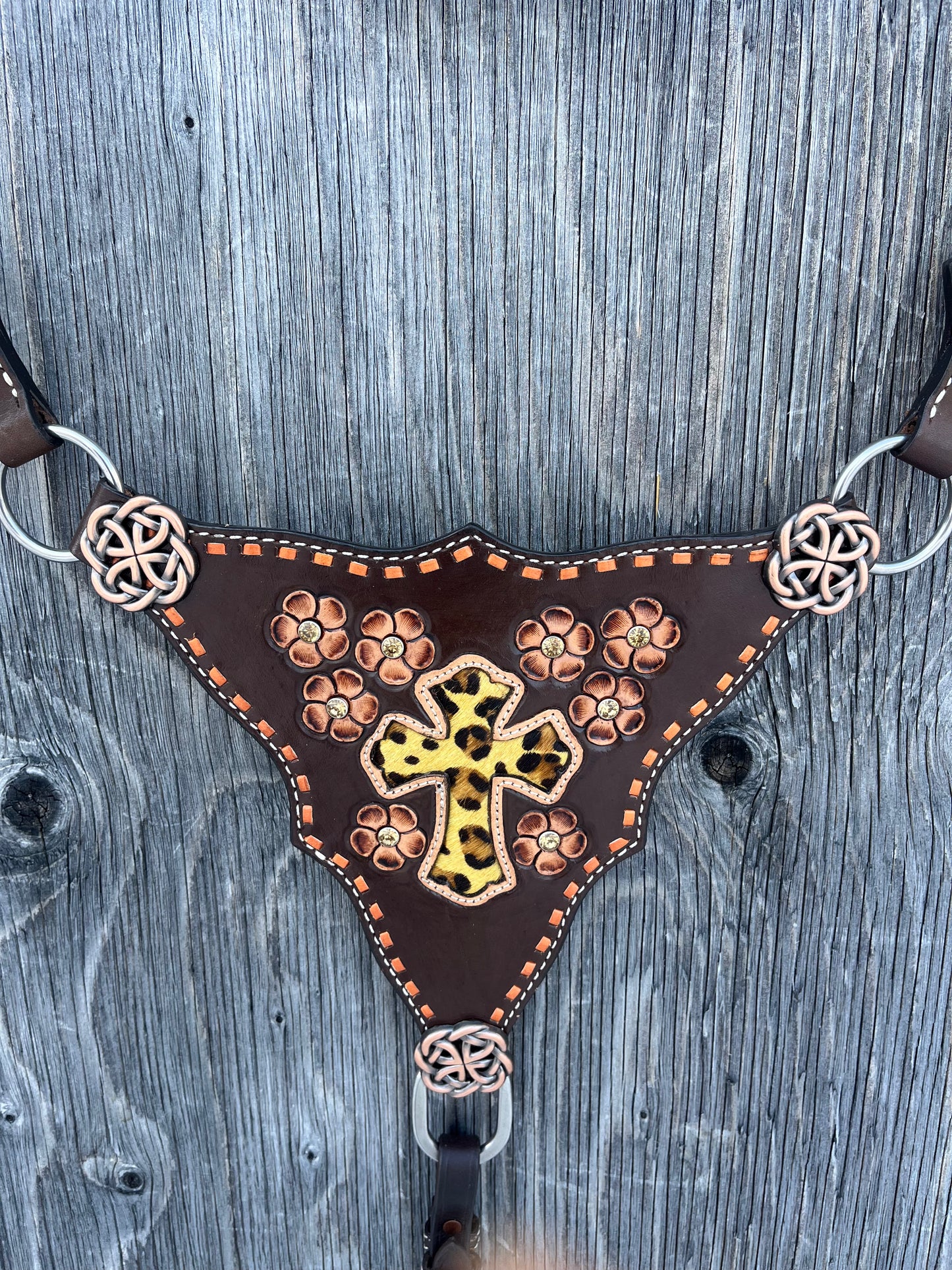 Cheetah cross brow band gladiator tack set