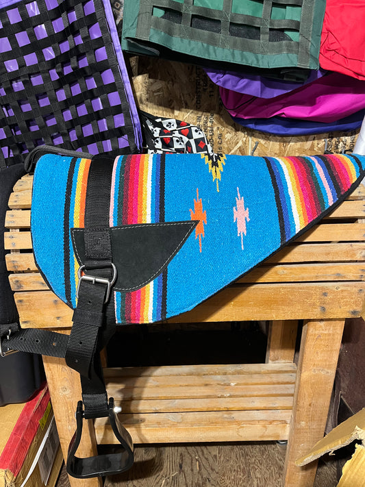 Serape blue bareback pad