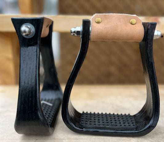 Black wooden barrel stirrups