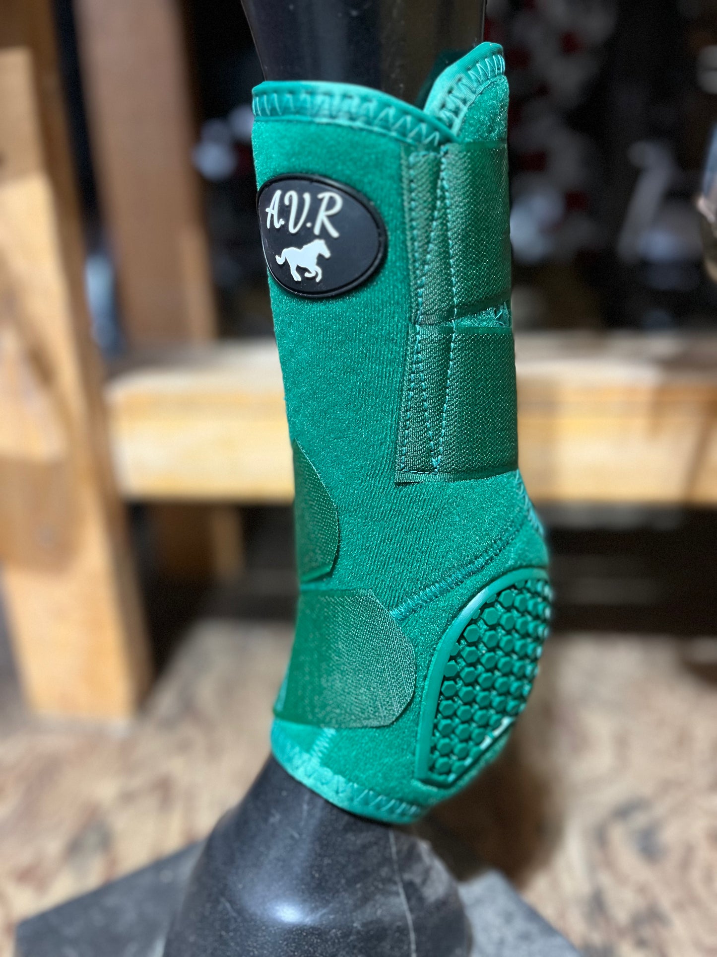 Green 4 pack sport boots with rubber protective heel