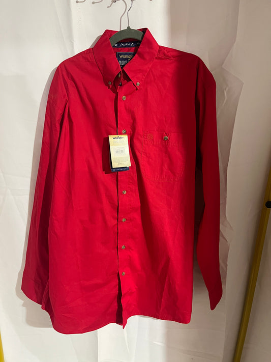 Men’s wrangler wrancher george strait show shirt red large tall brand new