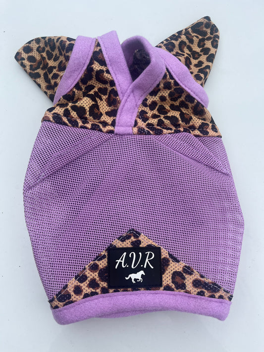 Lavender Cheetah Durable mesh fly masks with ears
