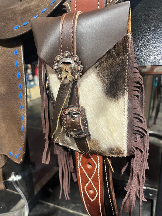 Cowhide hair on rear cinch bag