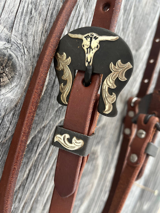 Heritage skull browband headstall
