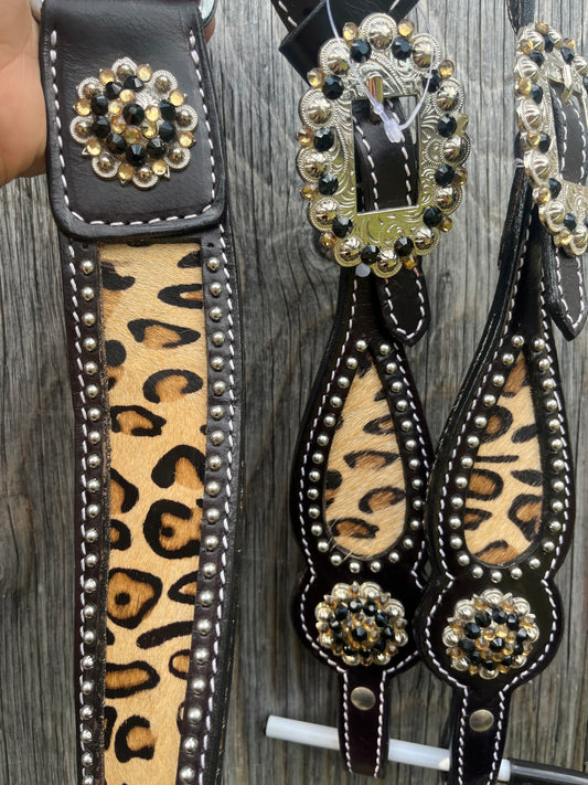 Hair on cheetah tack set