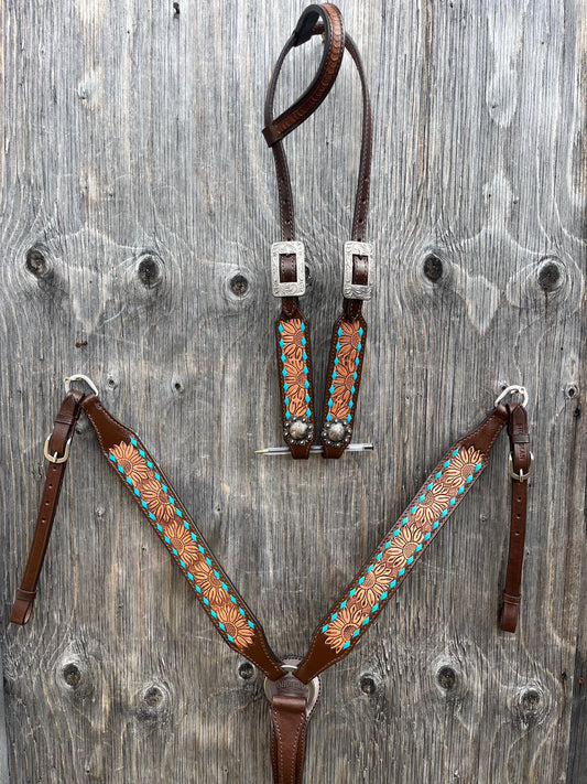 Sunflower buckstitch tack set