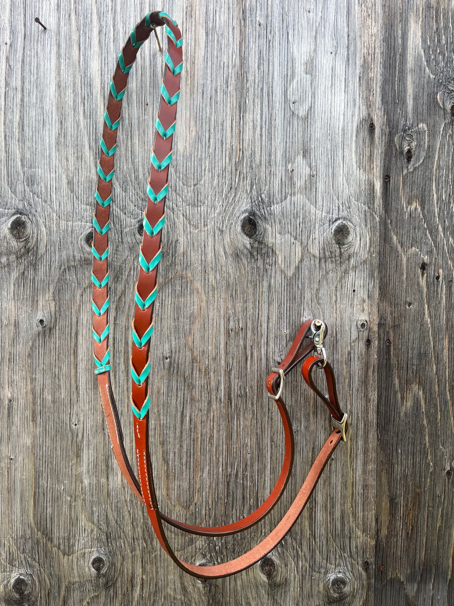 Teal laced 8ft barrel reins