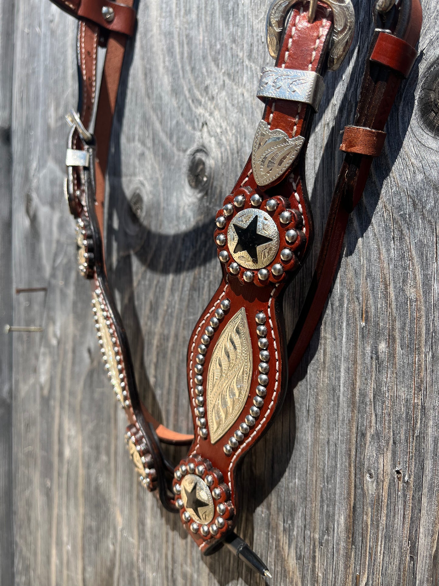 Texas star silver browband headstall