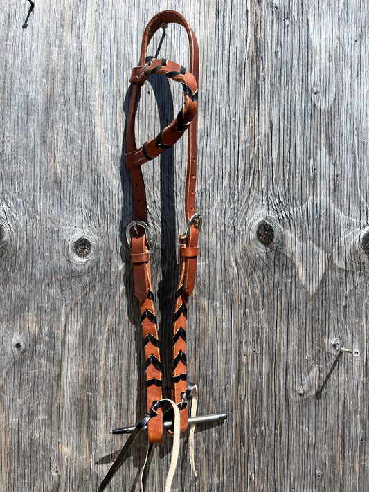 Black laced leather one ear