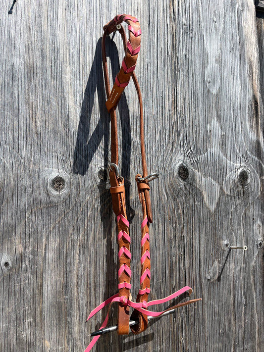 Pink laced leather one ear