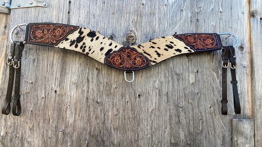 Cowhide and leather tooled tripping collar