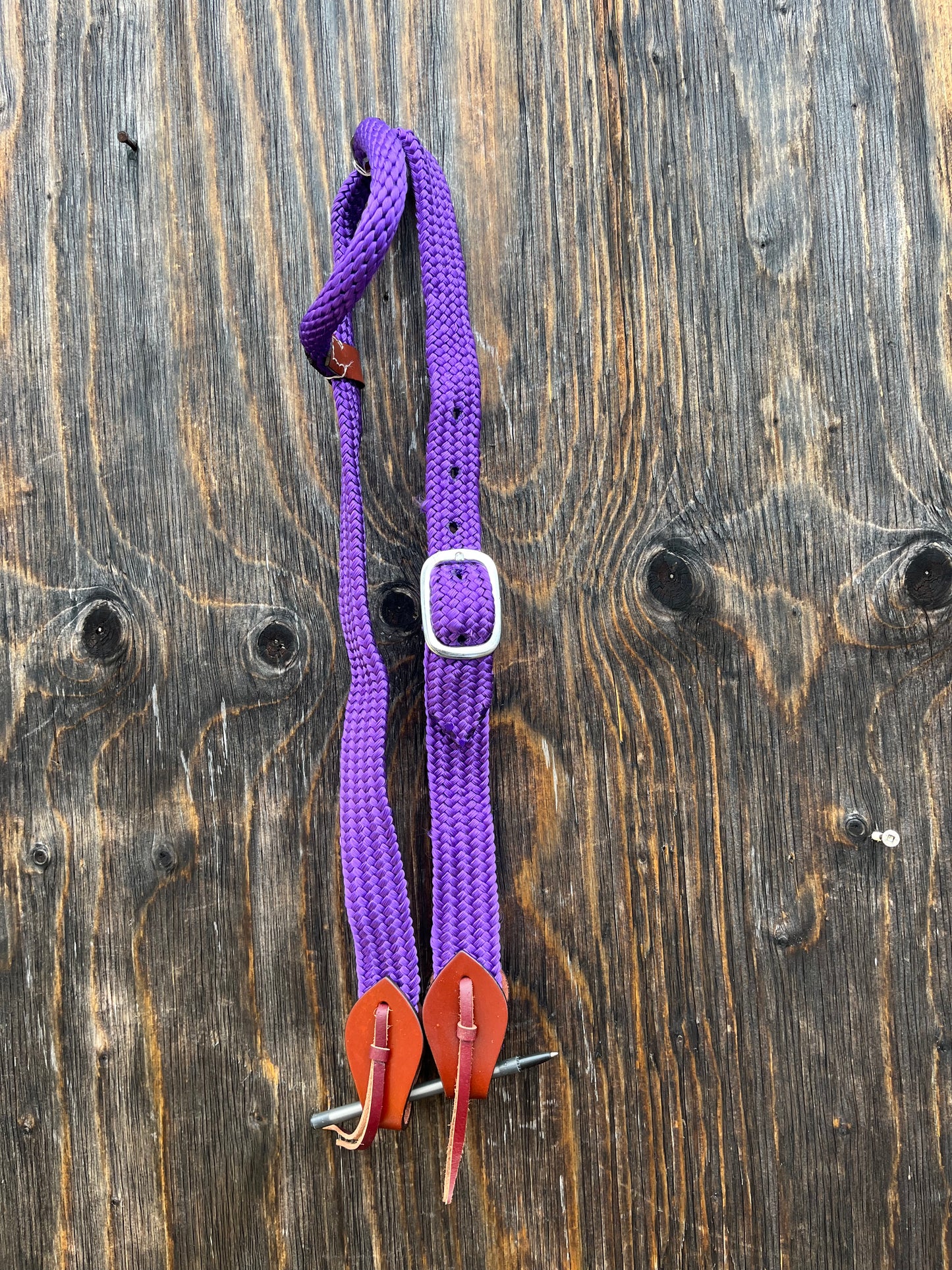 Flat braided purple one ear headstall