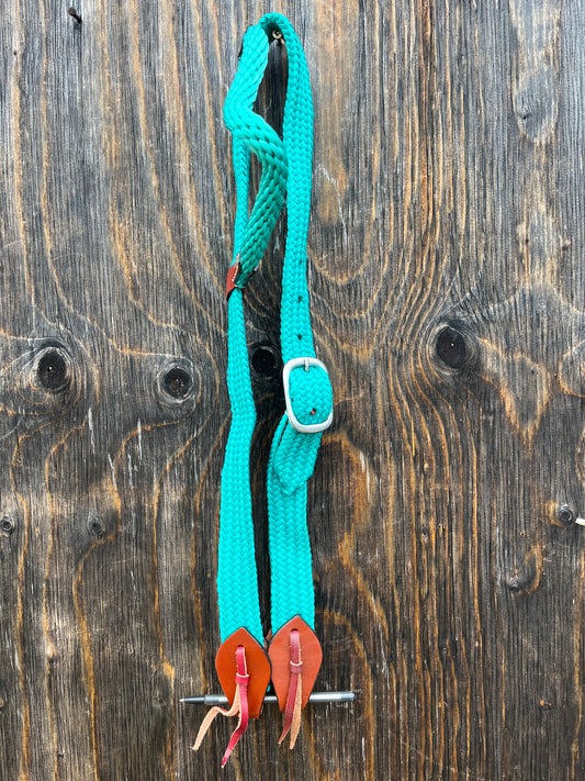 Flat braided teal one ear headstall