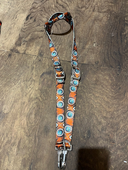 Printed nylon quick change one ear headstall with snaps