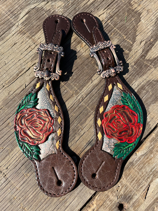 Rose and gold ladies spur straps