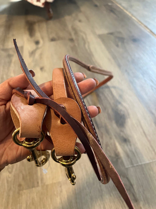 Herman oak rolled leather barrel reins