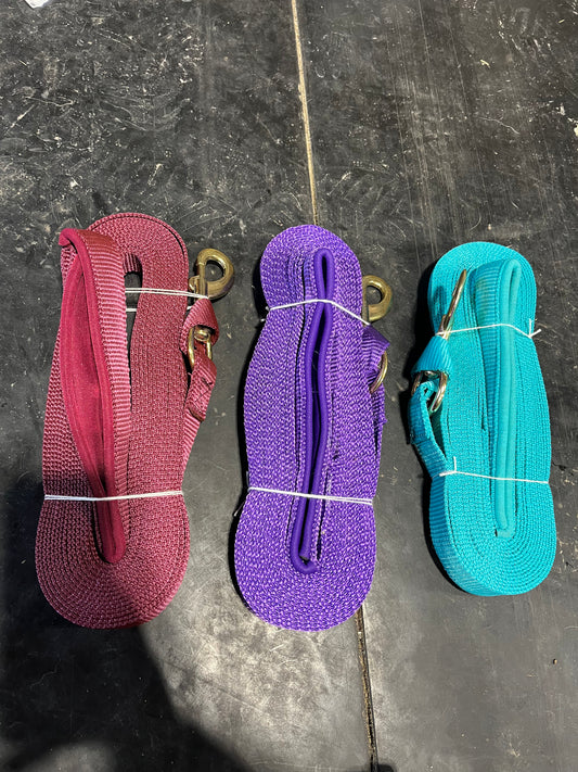 25ft lunge line with padded handle and brass snap