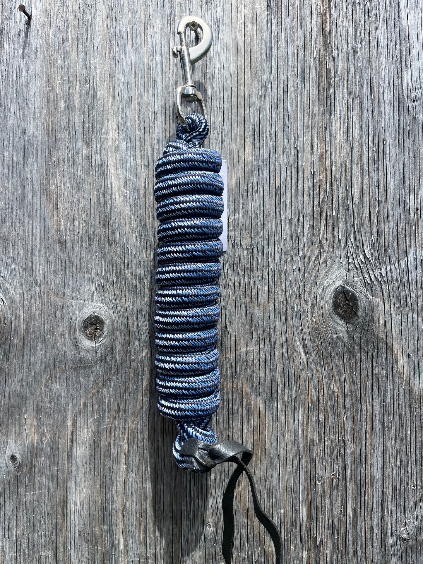 Two tone lead rope with leather popper - Blue