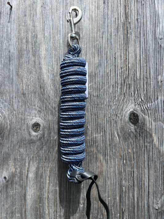 Two tone lead rope with leather popper - Blue