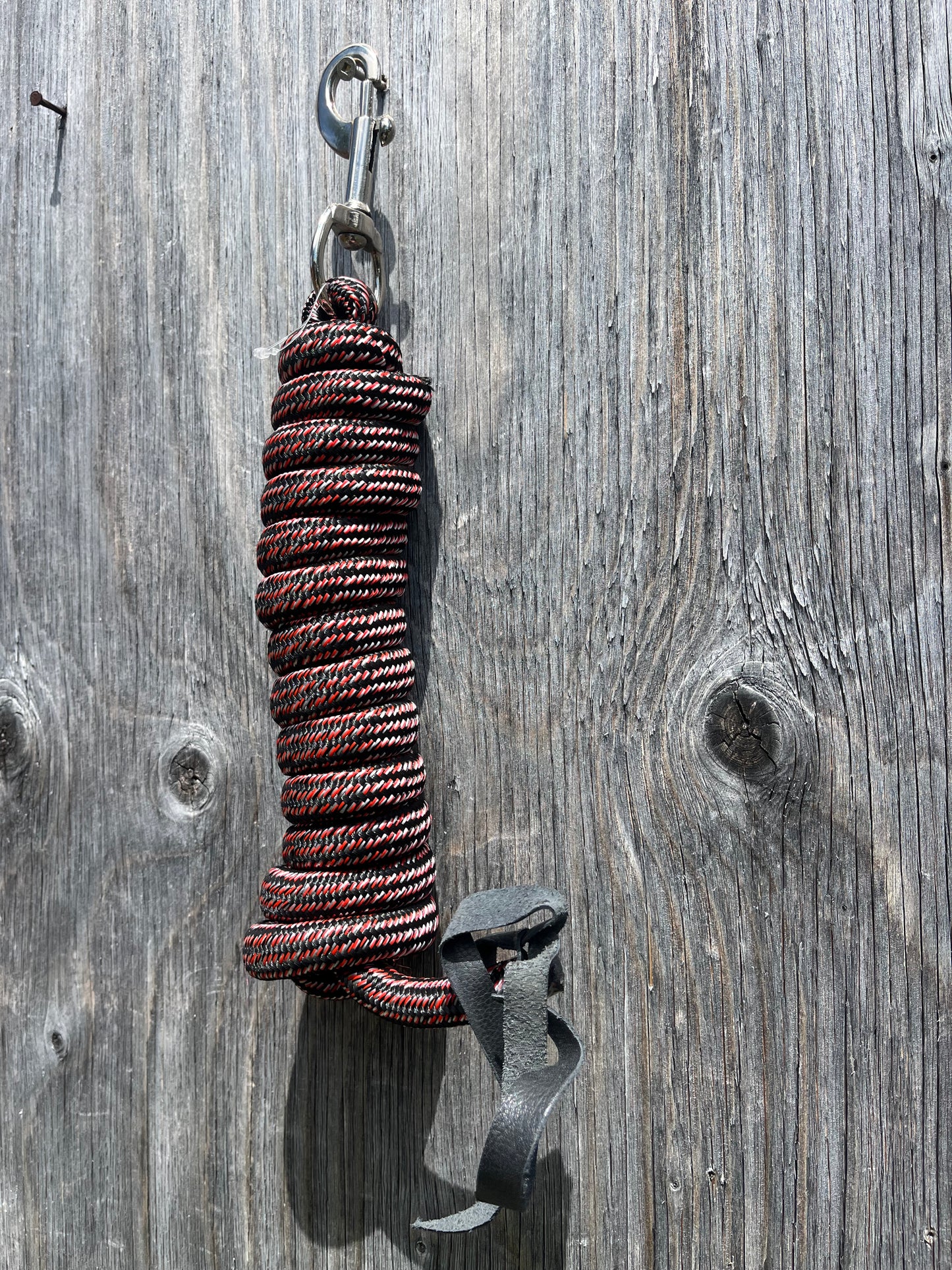 Two tone lead rope with leather popper - Red