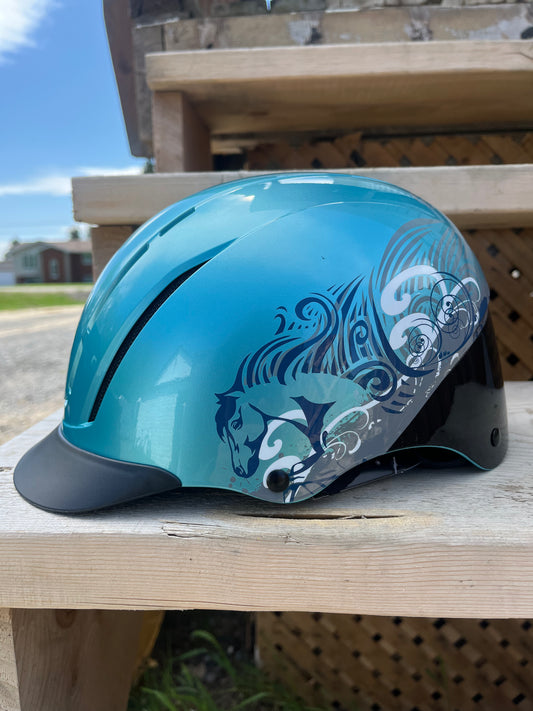 Teal Horse Design Helmet