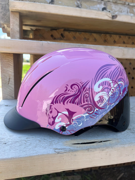 Horse print pink helmet medium