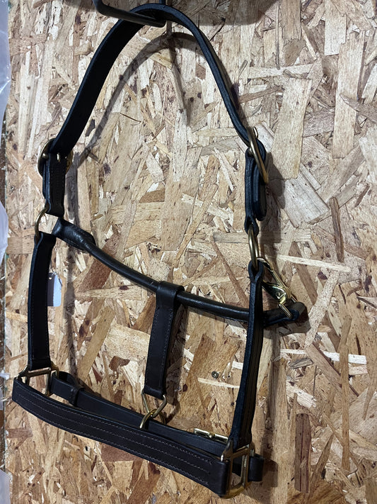 Black cob leather halter