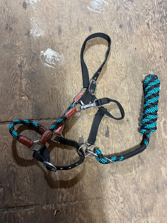 Teal rolled halter