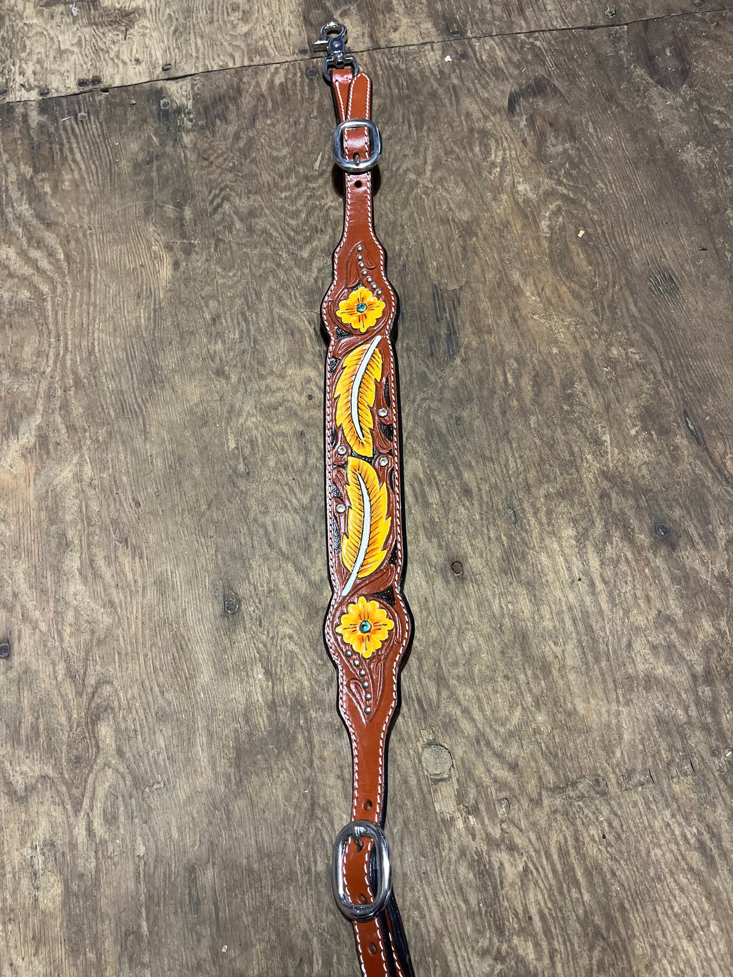 Yellow feather wither strap