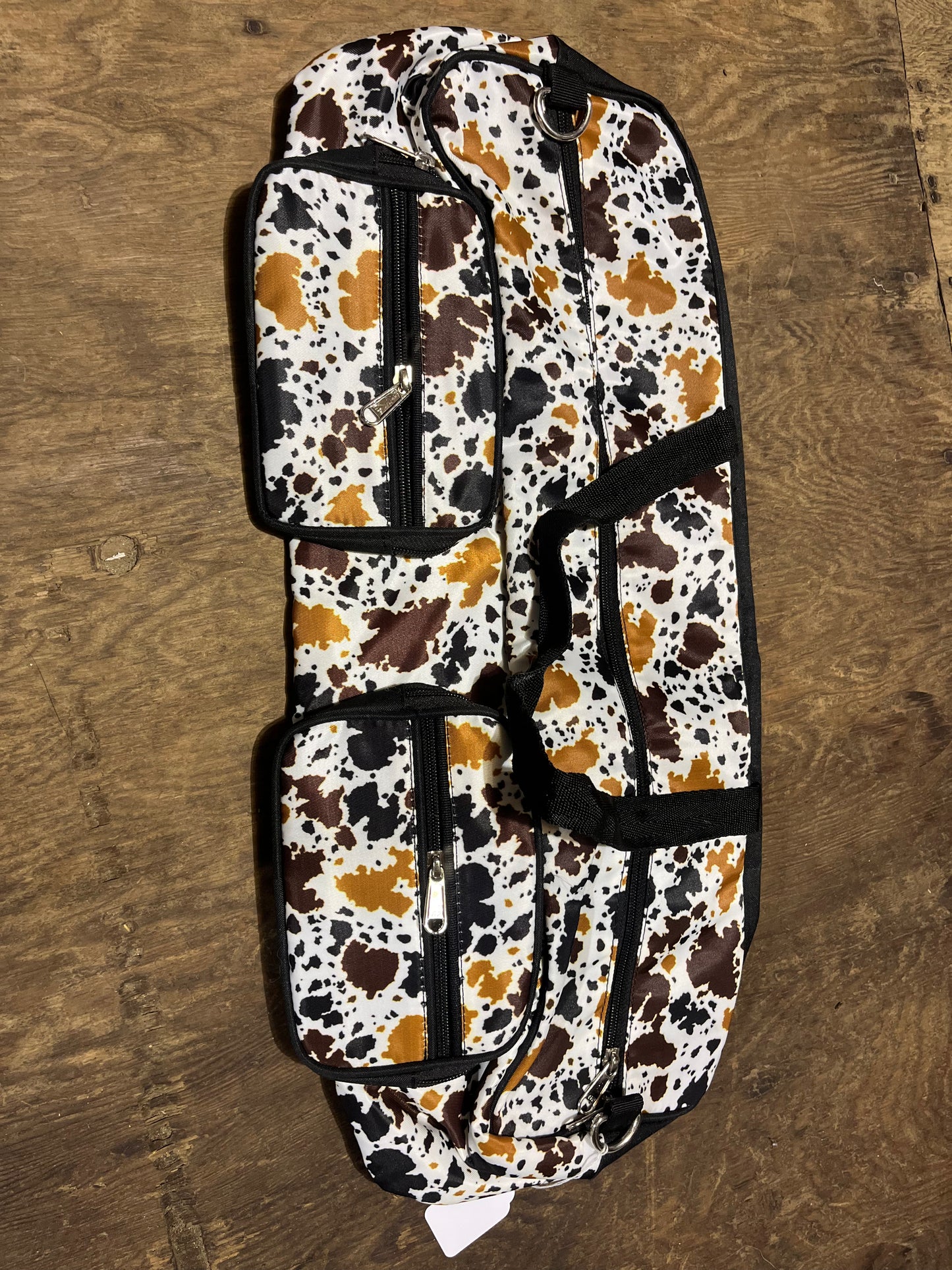 Cow print cantle bag