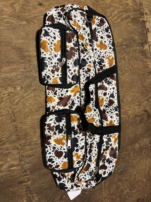 Cow print cantle bag