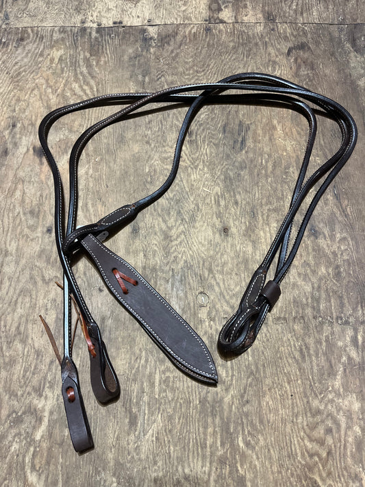 Roled leather romal reins