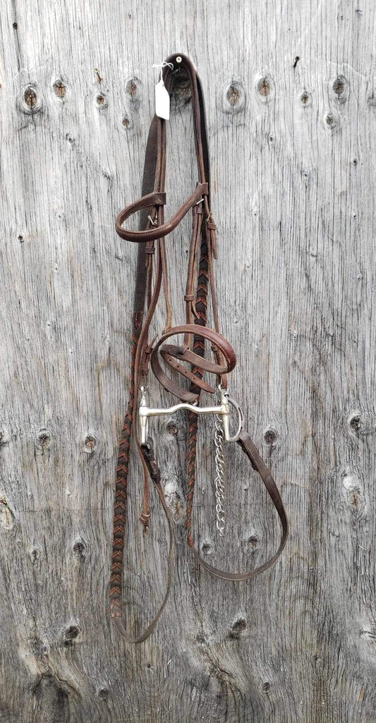 Full size Plain bridle with kimberwick bit and reins