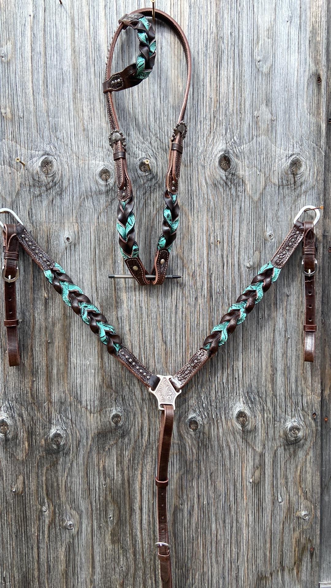 Teal miracle braid tack set