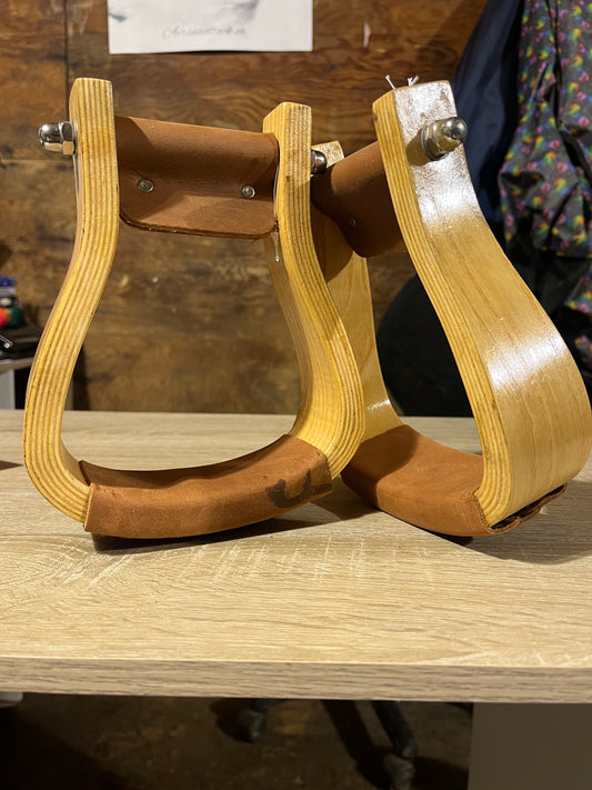 Polished ash wood wooden stirrups