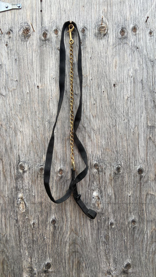 Black nylon lead with brass chain