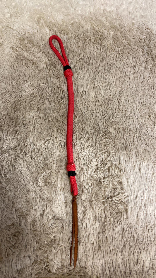 Red quirt with leather popper end