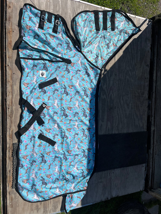 Horse print flysheet with neck
