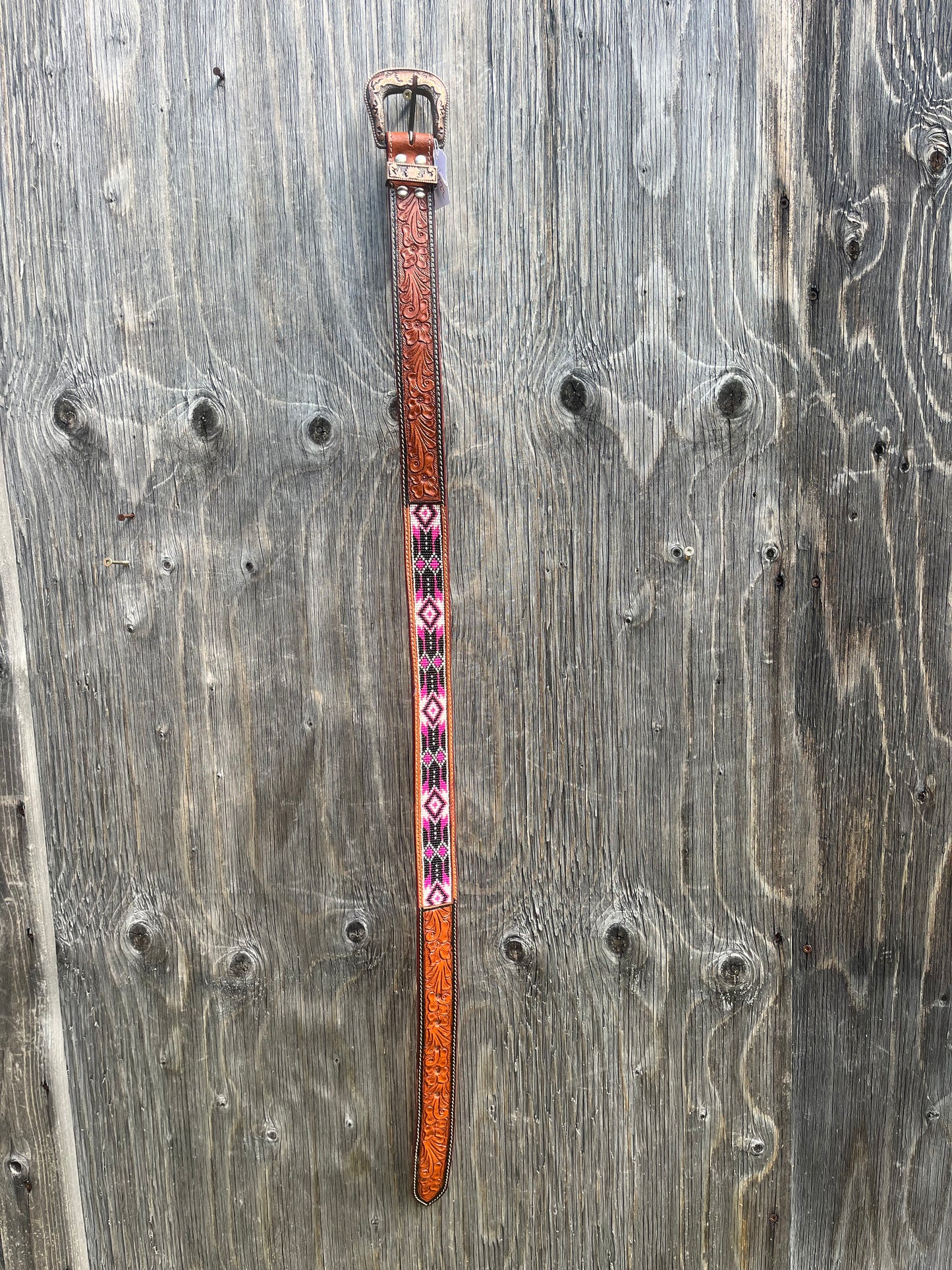 Pink beaded belt