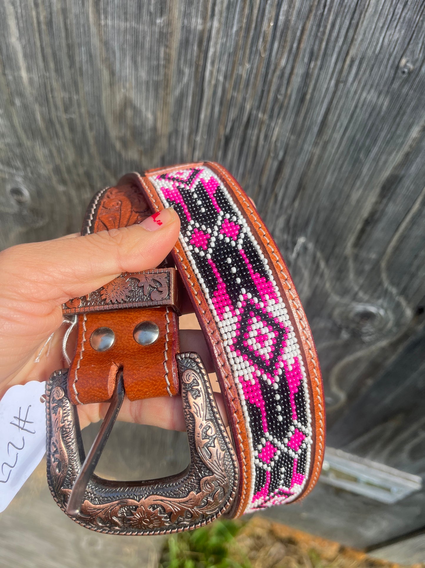 Pink beaded belt