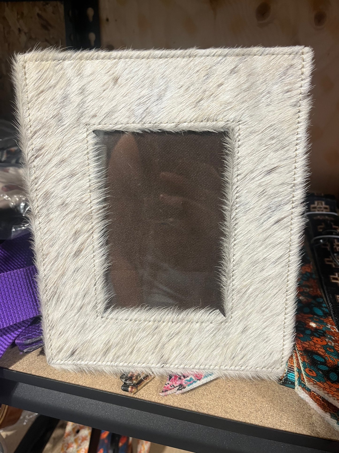 Hair on cowhide photo frame