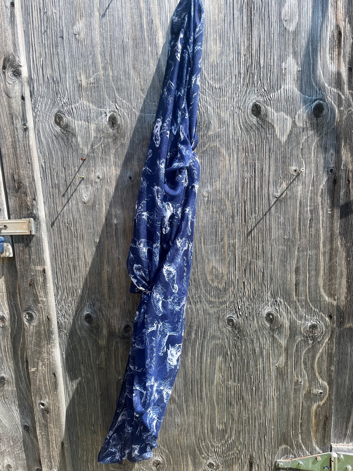 White navy horse scarf