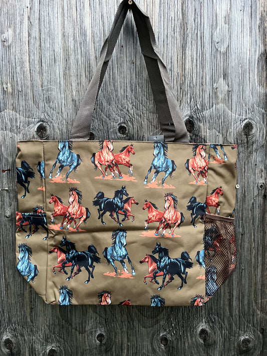 Running horse print tote