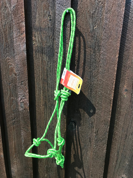 Lime green and black rope halter