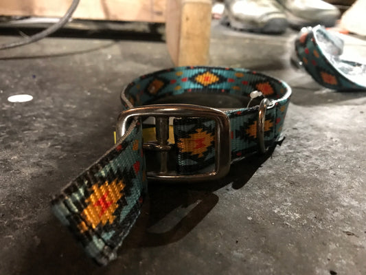 Teal southwest dog collars